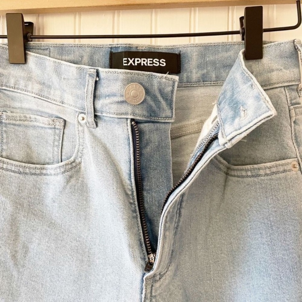 EXPRESS jeans Cropped Wide Leg High Rise 00 light wash stretch - Picture 5 of 8